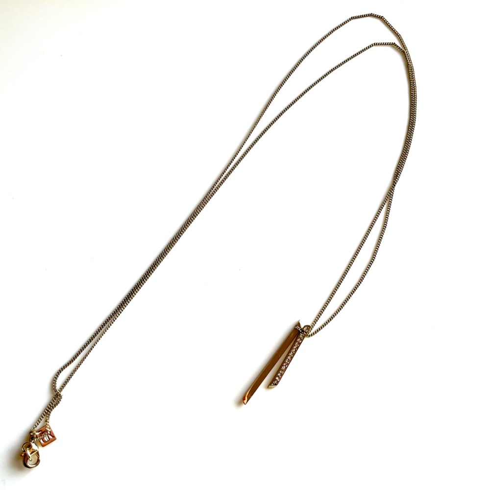 Banana Republic Gold Long Chain Pave Gemstone Necklace NWOT